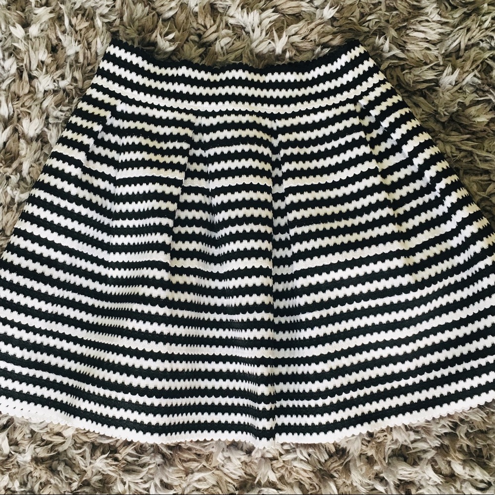 EXPRESS Striped Bandage Skater Skirt